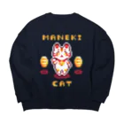 トンガリゴートのドット招き猫 Big Crew Neck Sweatshirt