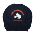 RIYA DAZOのピンチ・フワフワ VS 猫 Big Crew Neck Sweatshirt