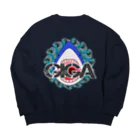 LalaHangeulのぎがばいと 鮫デザイン Big Crew Neck Sweatshirt