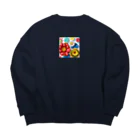 屋台 CLINICのフラワー3D風 Big Crew Neck Sweatshirt