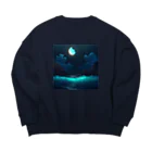 million-mindの藍月に引き寄せられた波 Big Crew Neck Sweatshirt