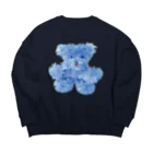 maked bear iidaの手作りテディベア　ブルー Big Crew Neck Sweatshirt