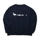 中野ピク氏ショップ SUZURI支店の歩くカルガモの親子 白塗り Big Crew Neck Sweatshirt