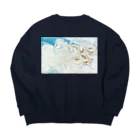 ya-pyのマーブル 大理石 青 ブルー Big Crew Neck Sweatshirt