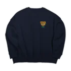 papiko くまさんのワンポイント　ぬいぐるみ　テディベア　リボン Big Crew Neck Sweatshirt