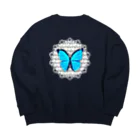 LalaHangeulの몰포나비 ~モルフォ蝶~　ハングルデザイン Big Crew Neck Sweatshirt