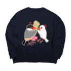 Lily bird（リリーバード）の粟穂をプレゼント 桜&白文鳥 Big Crew Neck Sweatshirt