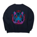 café TIGERの青桃虎大 Big Crew Neck Sweatshirt