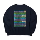 sandy-mのウール毛糸 手編み柄 カラフル ブルー系 Big Crew Neck Sweatshirt