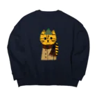 mapechiのトラネコしまお、冬の装い Big Crew Neck Sweatshirt