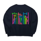 親子設計 ruchire 『知育文字』のネオンカラー『ウレシイたのしいHAPPY 』 Big Crew Neck Sweatshirt