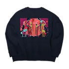 ローズピンク屋さんのまっさかさまガール Big Crew Neck Sweatshirt