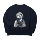 和温堂の迷彩マスク  ブルー　文字白 Big Crew Neck Sweatshirt