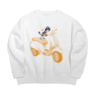 N谷スタジオのチワワのすっちゃんバイクに乗る Big Crew Neck Sweatshirt