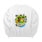 Cody the LovebirdのChubby Bird セキセイインコの妖精 Matcha 一緒に森を守ろう！ Big Crew Neck Sweatshirt