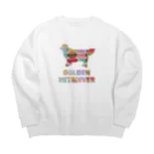 onehappinessのゴールデンレトリバー　マカロン Big Crew Neck Sweatshirt