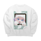 とんかつらーめんｶｽのおばけのことすき？ Big Crew Neck Sweatshirt