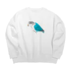 森図鑑の[森図鑑] ブルーボタンインコと種 Big Crew Neck Sweatshirt