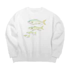 アングラースピリッツのブリの成長イラスト！ワカシ→イナダ→ワラサ→ブリ Big Crew Neck Sweatshirt