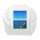 ミズノ リエ　グッズの小窓からの景色-夏-右側キリトリ Big Crew Neck Sweatshirt