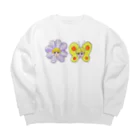 ソーメンズの花とちょうちょ Big Crew Neck Sweatshirt