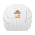 まえださきのハムちゃんの雨やどり Big Crew Neck Sweatshirt