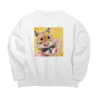 みるきち【ペットイラストアーティスト】の手乗りハムスター① Big Crew Neck Sweatshirt