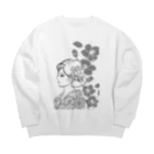 ki’s stampのWabisabiー椿(モノクロ) Big Crew Neck Sweatshirt