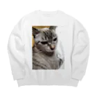 ねこの森でお散歩のさあ、モフりなさいよ。 Big Crew Neck Sweatshirt