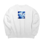 yuucanvasの宇宙アート･水の惑星 Big Crew Neck Sweatshirt