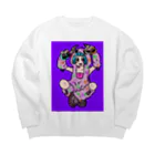 あやしいおばさん くろまめさんの○ュアアルコール（クラ○ナー）パープル Big Crew Neck Sweatshirt