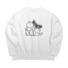 プロレスにゃんこのプロレスにゃんこ（エビ固め） Big Crew Neck Sweatshirt