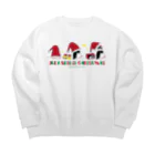 LittleLoroのUGLY ADELIE CHIRISTMAS 0586 アデリーペンギン サンタ帽子 横並び Big Crew Neck Sweatshirt