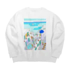 AKISENのエーゲ海ガールズ Big Crew Neck Sweatshirt