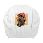 ねこほうチャンネル公式グッズの冬手袋モモちゃん Big Crew Neck Sweatshirt