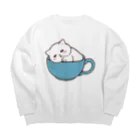 ふわにゃんshopのすやすや(ホワイト) Big Crew Neck Sweatshirt