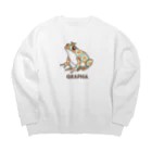 香庭くゆるのグラフロ/レトロ花/カエル Big Crew Neck Sweatshirt