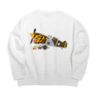 SKULL-2のノーズアートを描くすろくま。戦闘機P-40 Big Crew Neck Sweatshirt