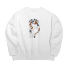 生存しよ！の流動体ねこ 三毛猫 Big Crew Neck Sweatshirt