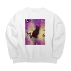 live with catsの黒猫と藤の花 Big Crew Neck Sweatshirt