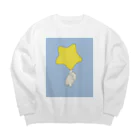 みにゆん　ねこのGood night, puppy ~ blue Big Crew Neck Sweatshirt