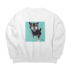 みるきち【ペットイラストアーティスト】のにっこり黒柴① Big Crew Neck Sweatshirt