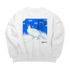 あにまる屋🎨あかパンダ🖌の冬のホワイトアニマル・シリーズ「冬羽ライチョウ」 Big Crew Neck Sweatshirt