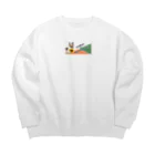 sasa9"のミケちゃん+ひまわり Big Crew Neck Sweatshirt