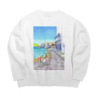 AKISENのエーゲ海カフェガールズ Big Crew Neck Sweatshirt