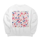 Katie（カチエ）の抽象的な手描きの花柄 Big Crew Neck Sweatshirt