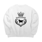 onehappinessのゴールデンレトリバー　crown heart　onehappiness　black Big Crew Neck Sweatshirt