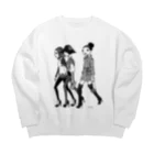 イラストレーターこたけゆか 公式オリジナルグッズのHEY LADIES!  Big Crew Neck Sweatshirt