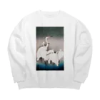 MUGEN ARTの小原古邨　雪中群鷺（白鷺の群れ）日本のアートTシャツ＆グッズ Big Crew Neck Sweatshirt