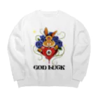 GOD LUCK💀to youのうさたん💚 Big Crew Neck Sweatshirt